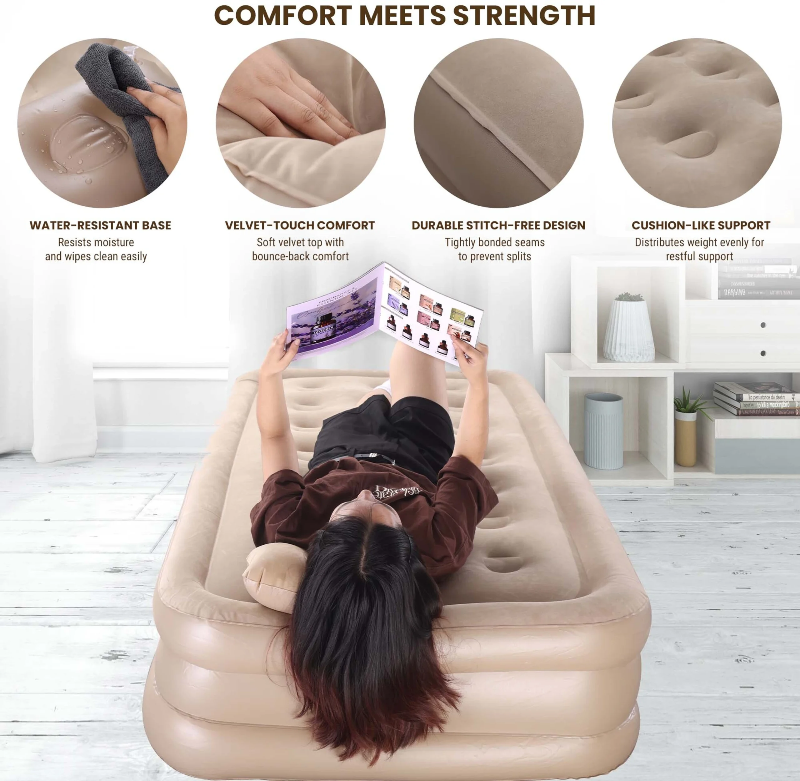 Portable Inflatable Leather Bed - Image 4