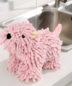 Puppy-Themed Chenille Hand Towel