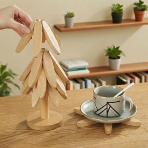 Folding Bamboo Tree Trivet Set