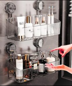 No-Drill Acrylic Bathroom Shelf | Vacuum Suction Wall Organizer