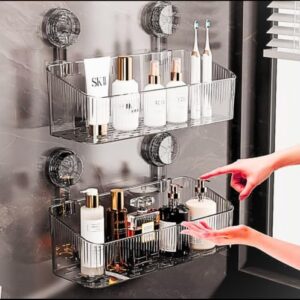 No-Drill Acrylic Bathroom Shelf | Vacuum Suction Wall Organizer