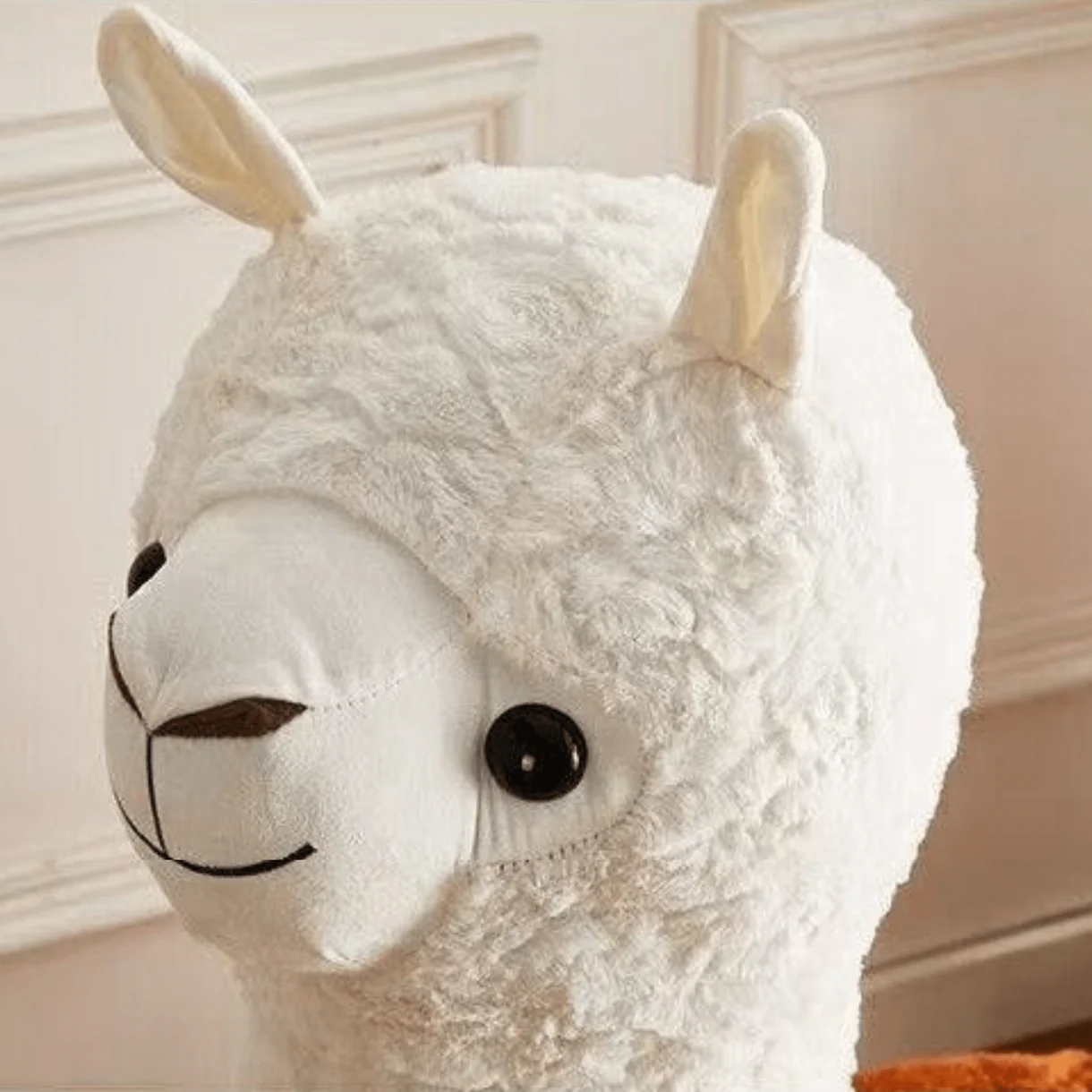 Life-Sized Alpaca Lamb Fleece Rolling Footstool - Image 3