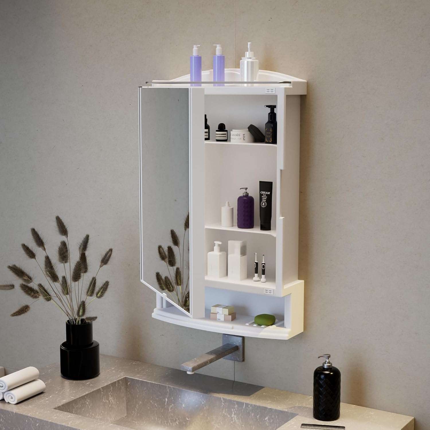 Wall Mounted Mirror Storage Cabinet