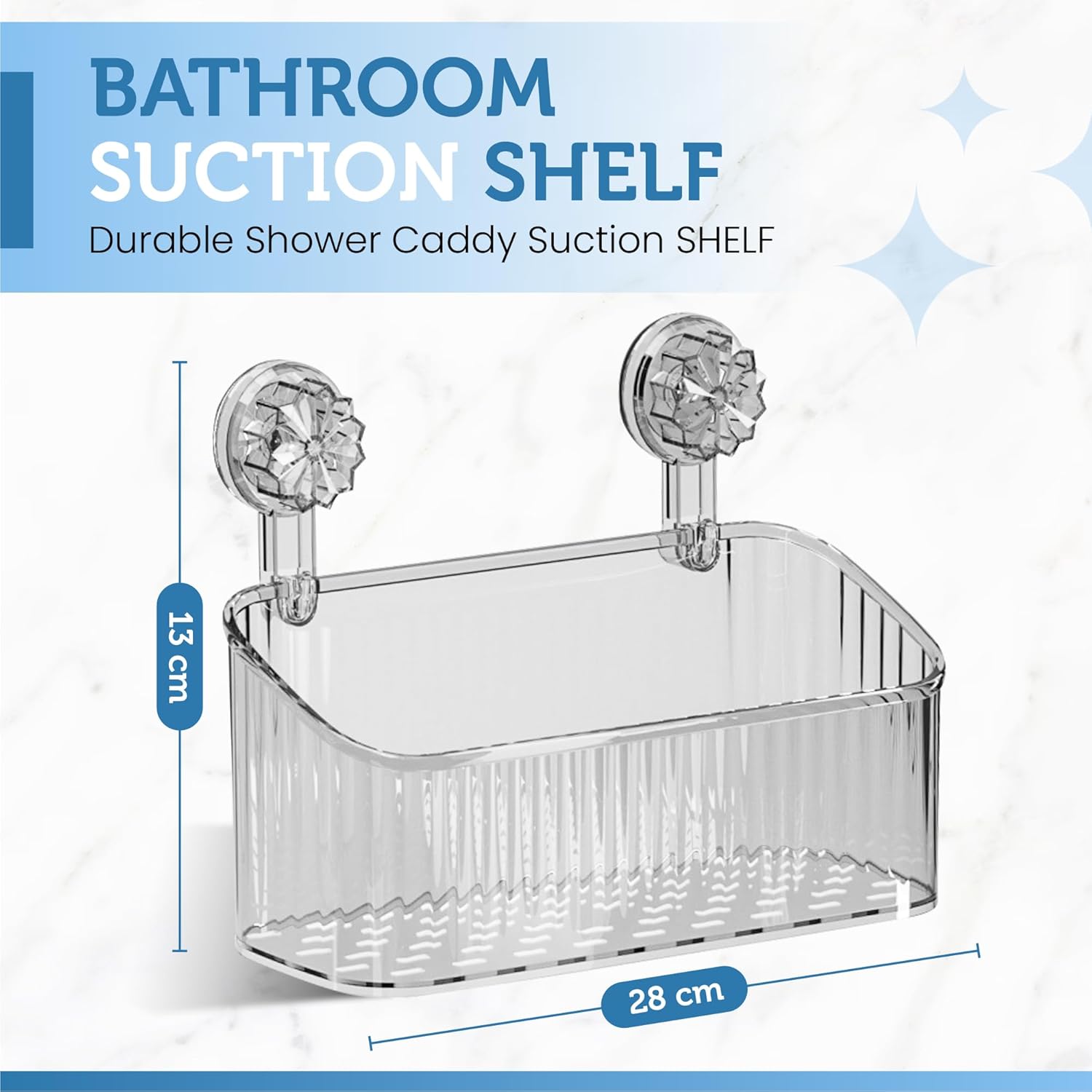 No-Drill Acrylic Bathroom Shelf | Vacuum Suction Wall Organizer - Image 2