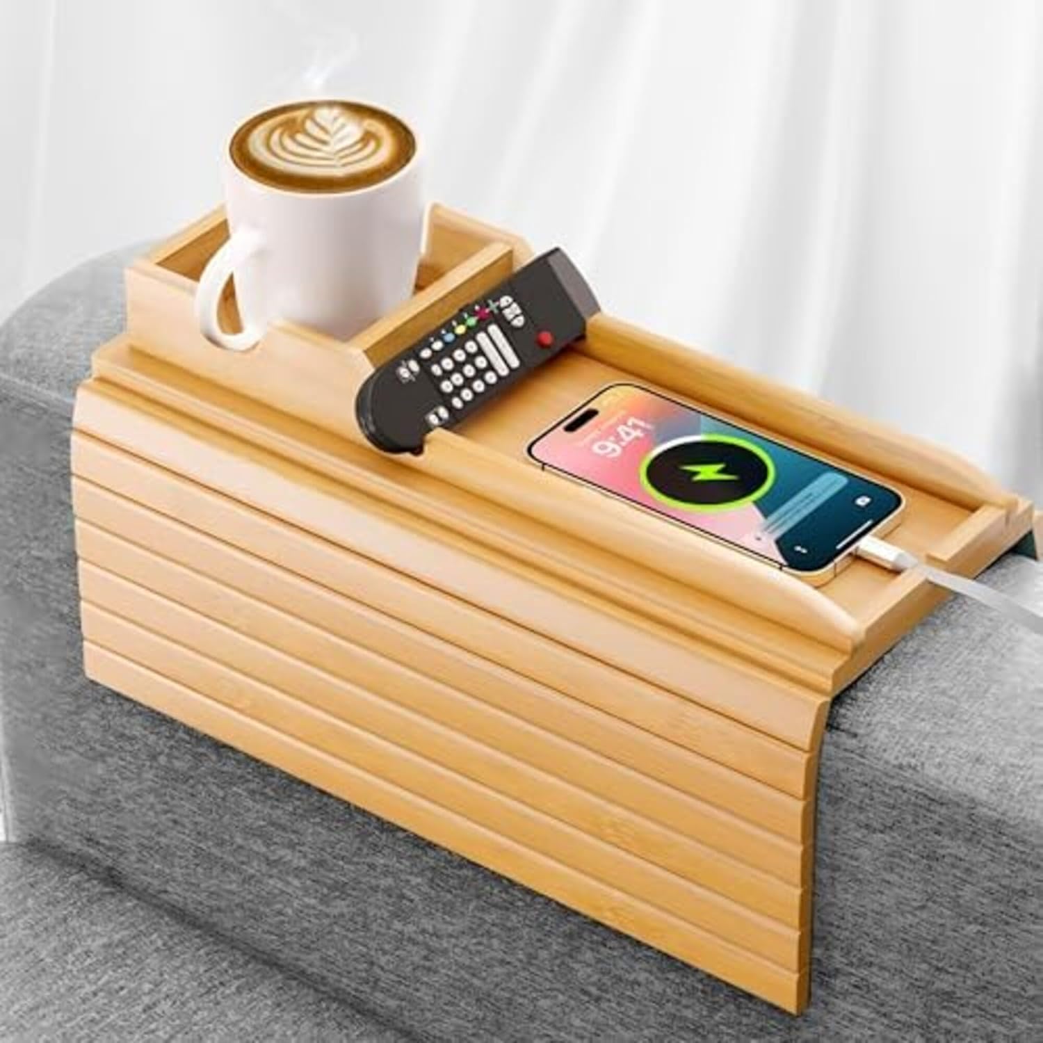 Flexible Wooden Sofa Armrest Tray