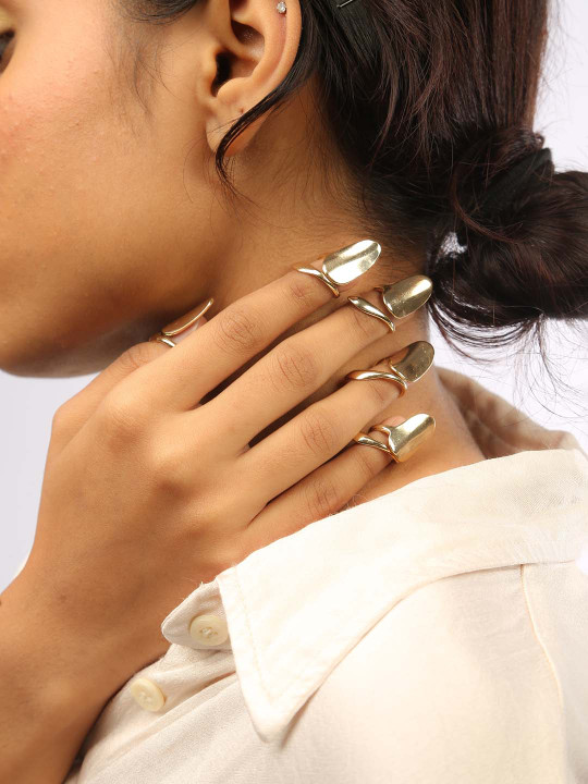 Gold‑Plated Adjustable Nail Rings
