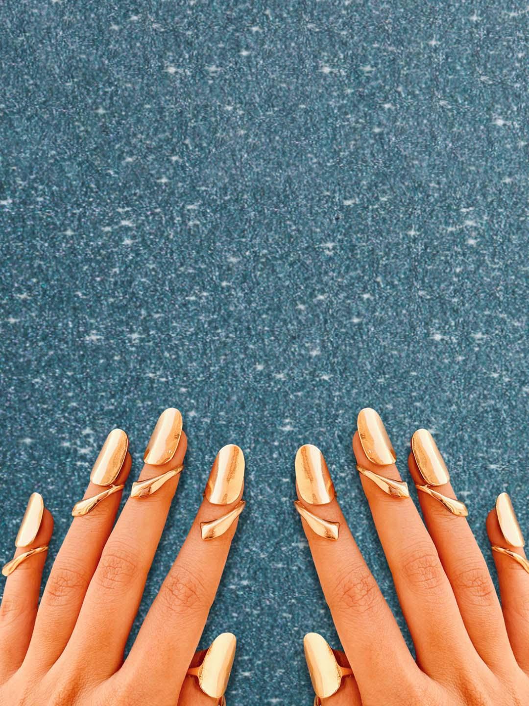 Gold‑Plated Adjustable Nail Rings - Image 2